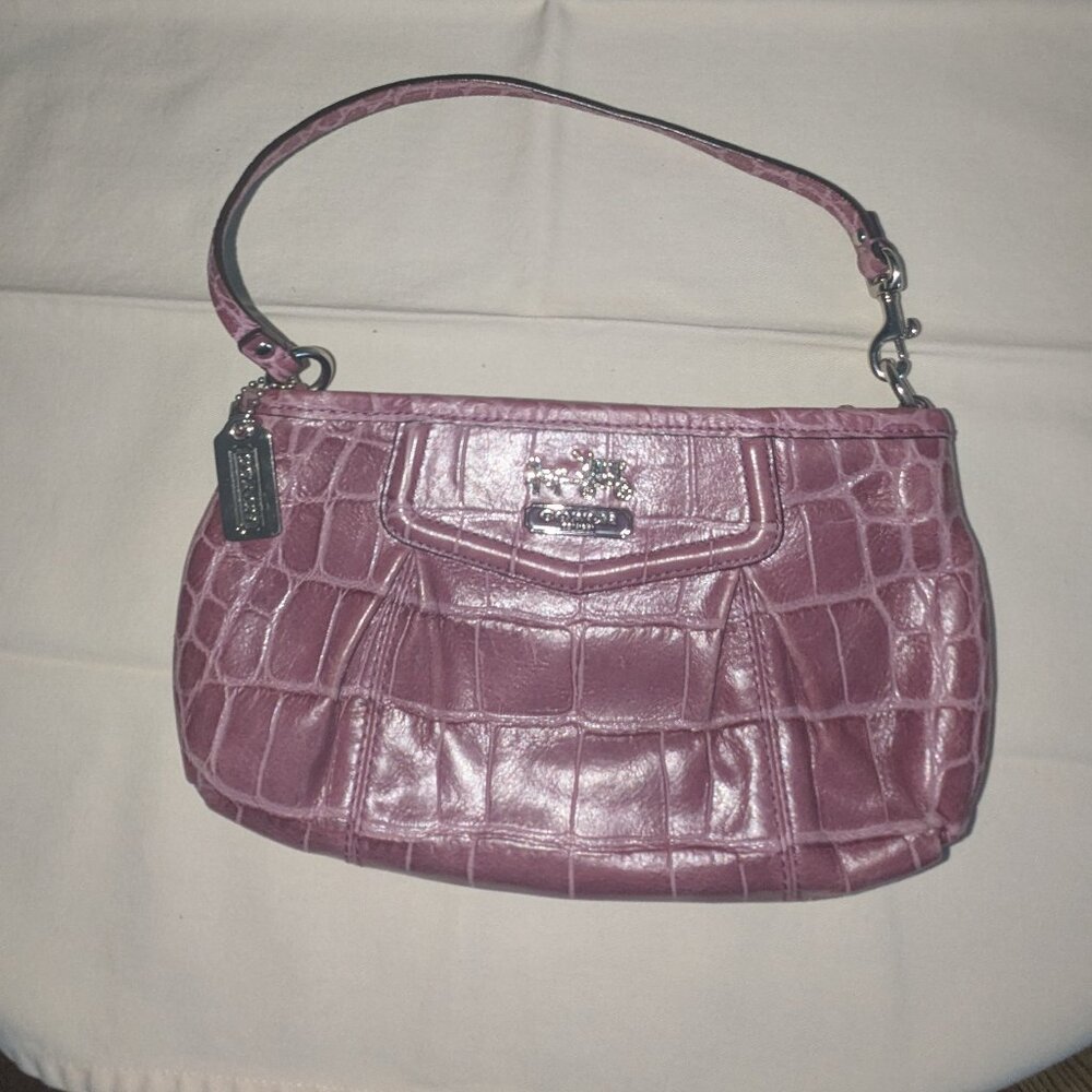 Small Coach Purple Crocodile Patent Leather handbag